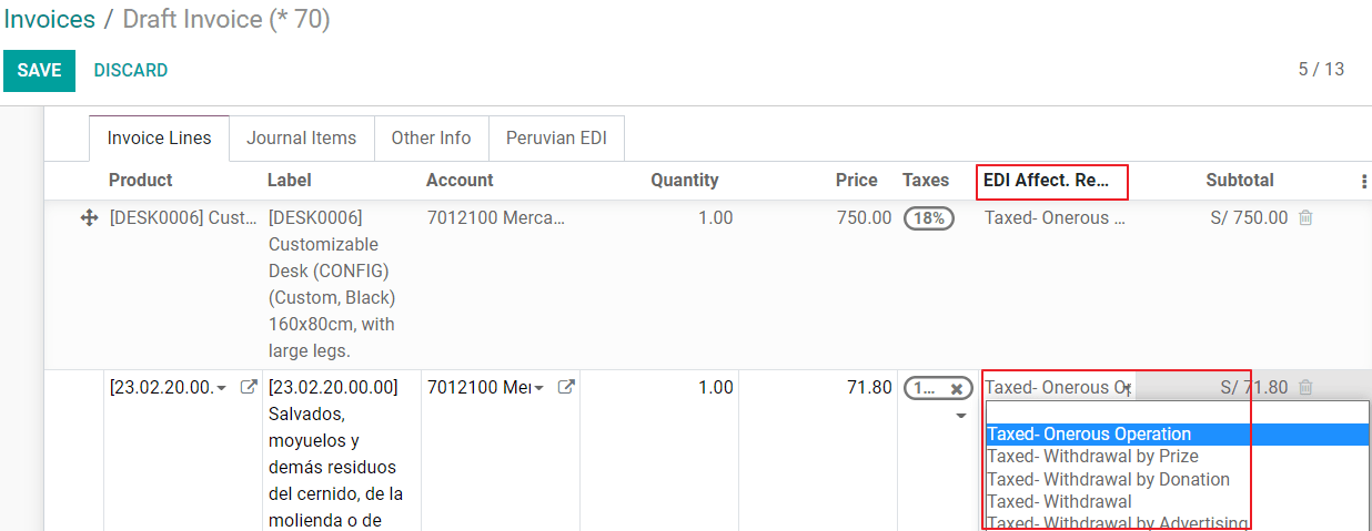 Lý do ảnh hưởng về thuế trong dòng hóa đơn 