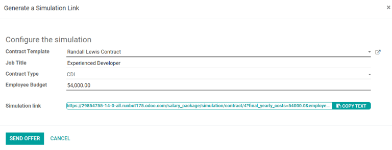 Gửi một liên kết đến nhân viên cho hợp đồng.